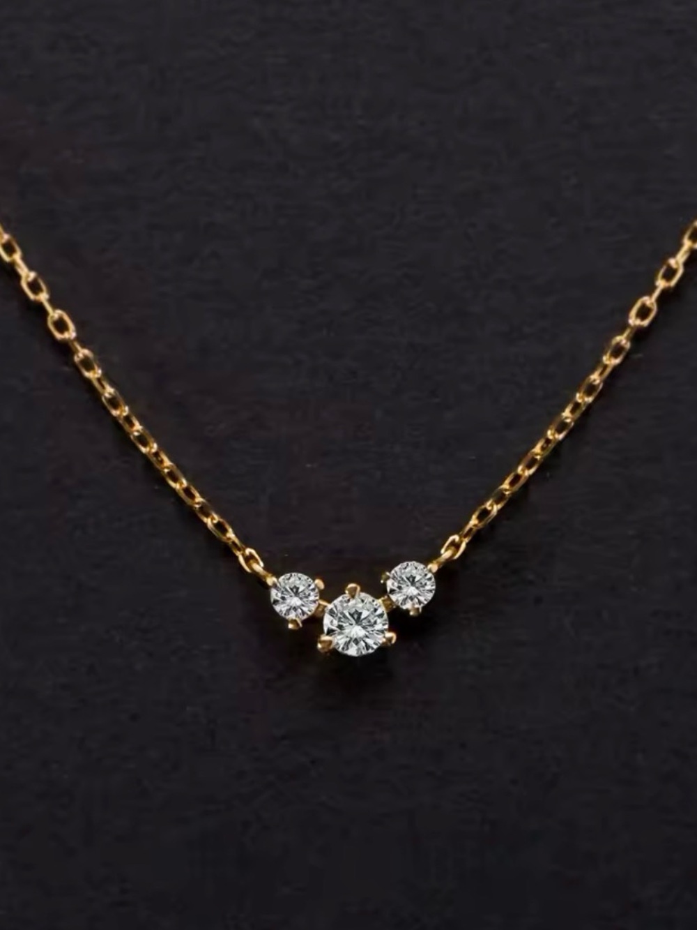 Delicate 14k Gold filled Triple White Sapphire Pendant Necklace